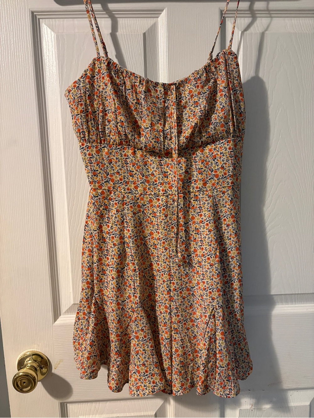 Floral Spaghetti-Strap romper in Yellow